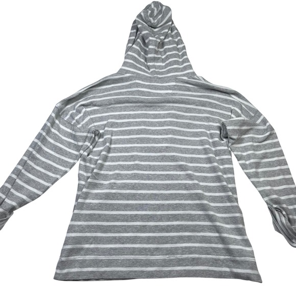 Lauren Ralph Lauren Striped Hoodie Pullover Henley Pocket Gray White Size S - Picture 10 of 11